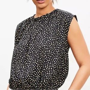 LOFT Polka Dot Sleeveless Tank Bubble Hem Blouse